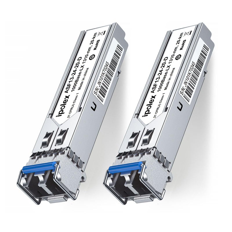 ipolex 1.25G SFP Single Mode LC Transceiver, 1000Base LX Fiber SFP Module, 1310nm SMF, for Cisco GLC-LH-SMD, Ubiquiti UF-SM-1G, Meraki, TP-Link TL-SM311LS and More, 2 Pack - Image 1